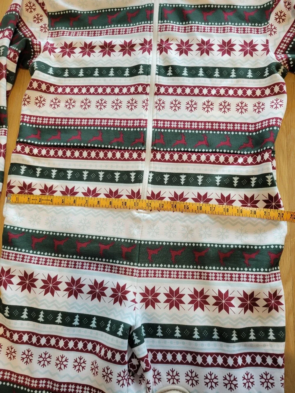 Fabletics Fair Isle Festive Holiday Hooded  Sweatshirt Jumpsuit